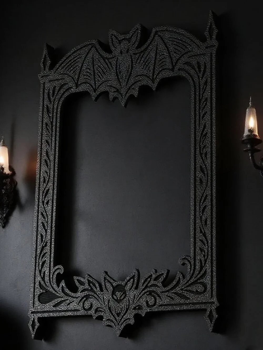 Gothic Bat Baroque Open Wall Frame Matte Black Witch Altar Display Frame